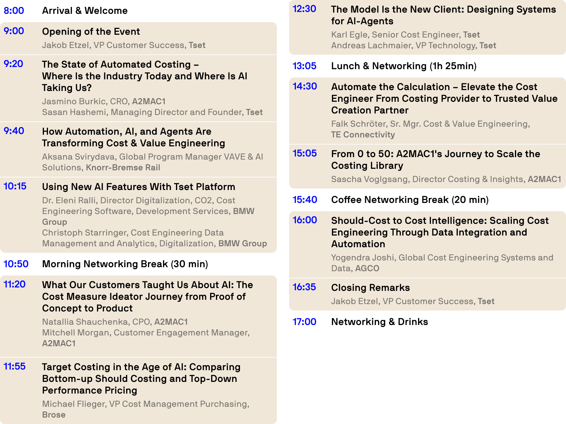 Cost Intelligence Summit 2026 Agenda: October 15th