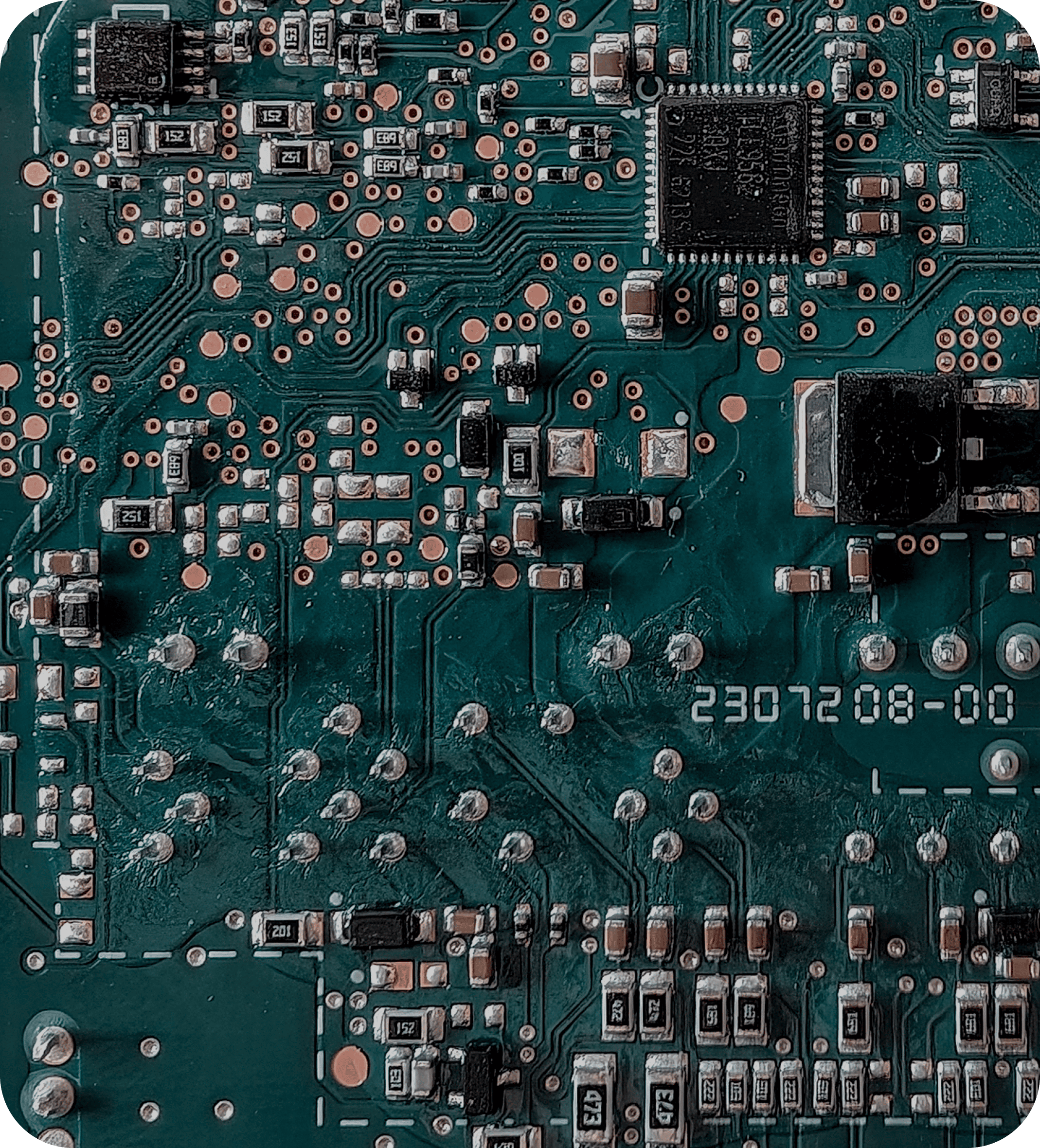 High-resolution view of a complex printed circuit board