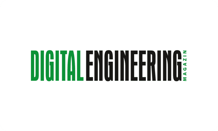 Logo des Digital Engineering Magazins, einer Publikation, die sich auf die digitale Transformation in den Bereichen Ingenieurwesen und Fertigung spezialisiert hat.